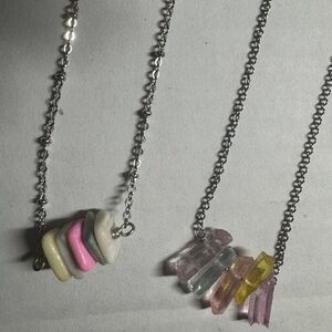 2 Colorful pastel Stone Pendant Necklaces